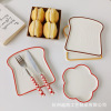 Net Red Creative Western Steel Plate Korean INS cute plate Toast Bread Bread Bread Ceramic tableware Sushi