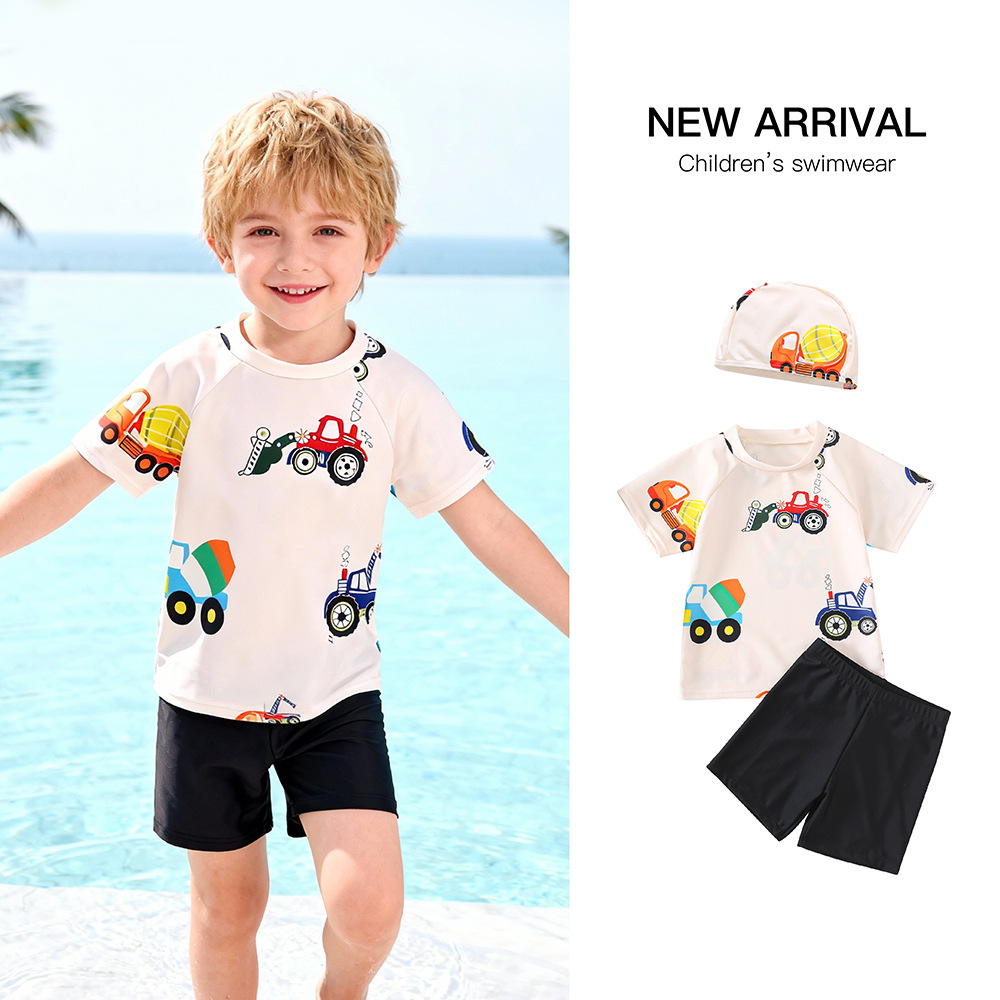 2026 Children's Swimwear Boys Korean Style Two-Piece Cute Cartoon Foreign Trade Wholesale Boys' Swimwear Dropshipping for Young Children