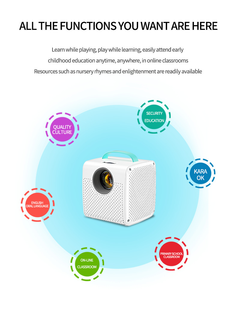 Dış Ticaret Yeni Model Q2 Mini Projeksiyon Cihazı Ev Kullanımı HD Telefon Kablosuz Ev Sinema Ekran Yayını Taşınabilir Projektor