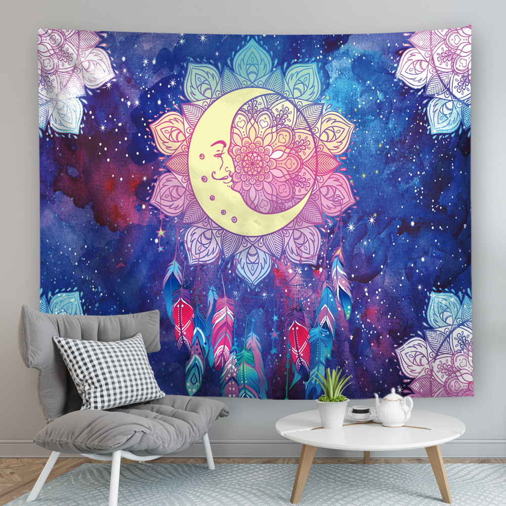 (2개) 대외 무역 유럽 미국 및 북유럽 스타일 새로운 인쇄 태피스트리 창조적 인 집 천 벽 카펫 그림 폴리 에스테르 배경 매달려 천