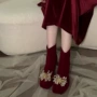 秋冬新款8040-k3酒红色女靴