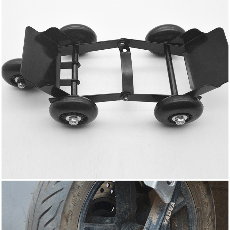 Motorcycle self-rescuer for flat tires, emergency tire booster, universal wheel device for moving vehicles, electric vehicle booster, motorcycle tow truck, vehicle mover