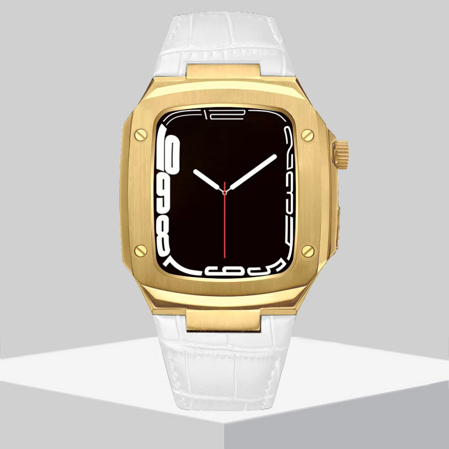 Aplicable applewatch7 correa de reloj Apple Caja Acero inoxidable uno cuero oficial hombres y mujeres 40/41