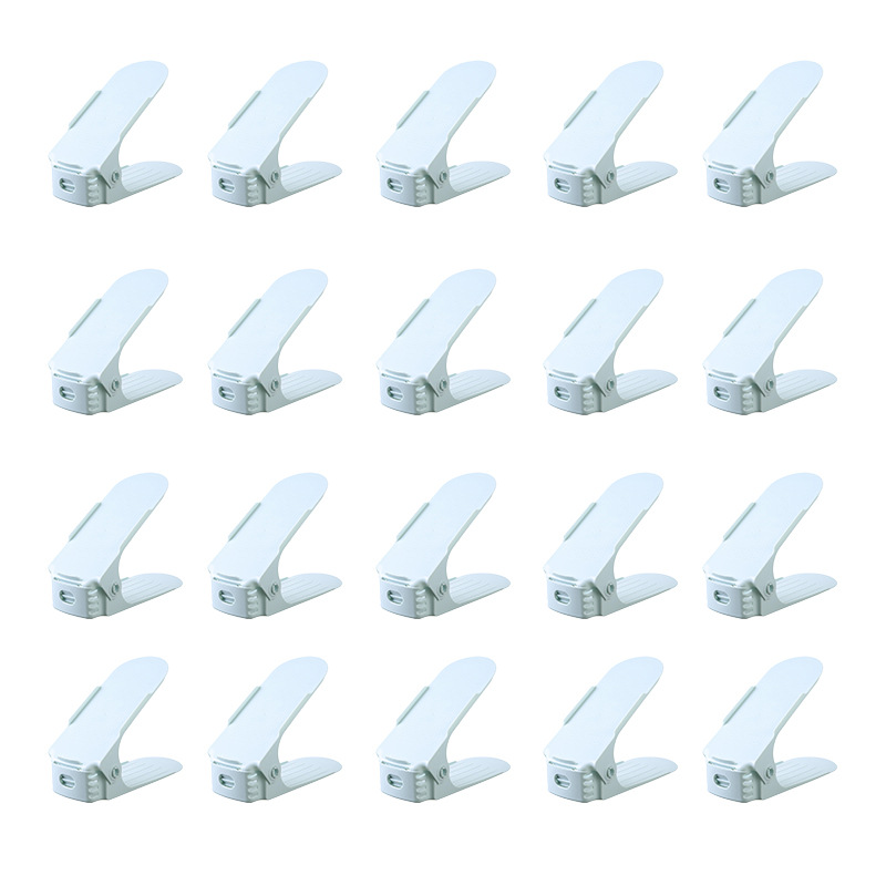 20 estantes de plástico en capas, ahorro de espacio, soporte de almacenamiento de zapatos de doble capa, artefacto de almacenamiento de zapatos ajustable