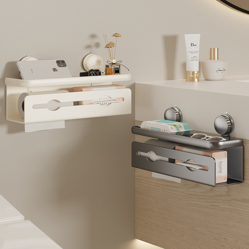 Bathroom Toilet Paper Box Suction Cup Punch-Free Paper Towel Holder Toilet Paper Box Bathroom Toilet Toilet Paper Storage Shelf