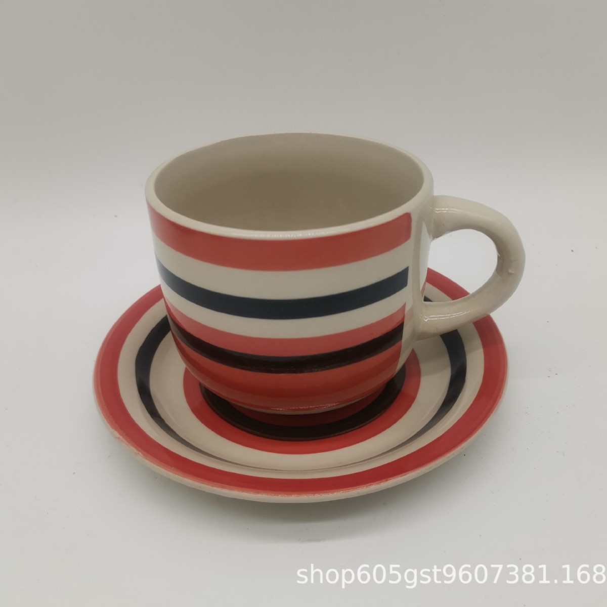 Tazas y platos de cerámica Stoneware Retro Coffee Cup Set Ceramic Rugged Creative Cup Plate Set de esmalte de color individual image 14