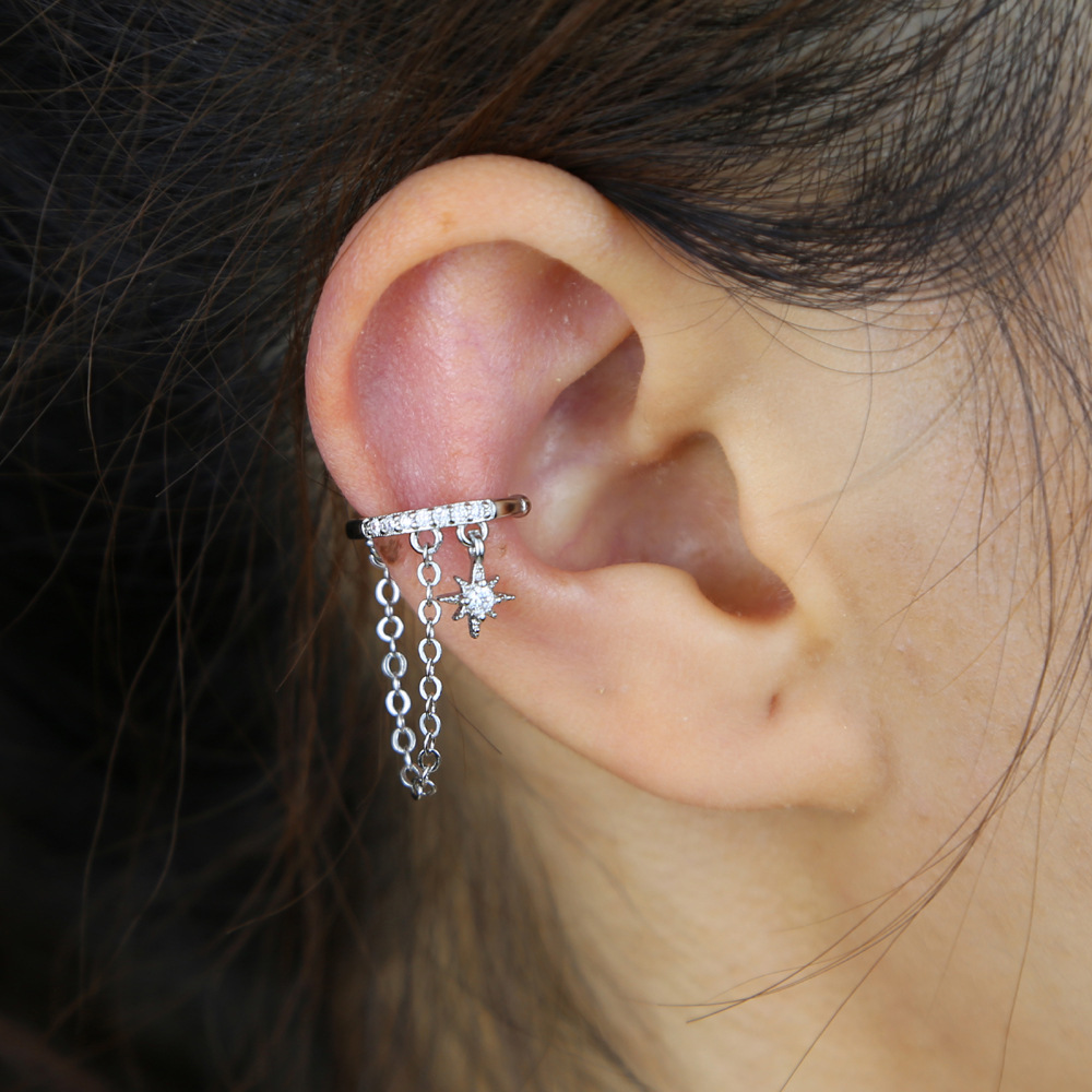 Orecchini a clip a forma di stella con zirconi per donna oro_voghion.com