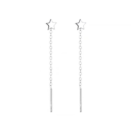 s999 sterling silver ear wire feminine simple earrings small fresh high-end Korean style long tassel earrings  earrings