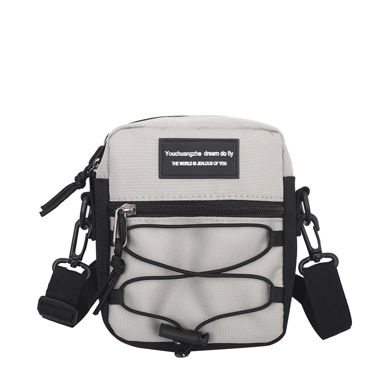 67g Weight Zipper Closure Type Single Shoulder Strap Strap Type Crossbody Bag Bags Type Nylon Material Letter Pattern Streetwear Style Square Shape Khaki, Light Grey, White, Black Color Small Size Small Nylon Letter Streetwear Square Zipper Crossbody Bag 94