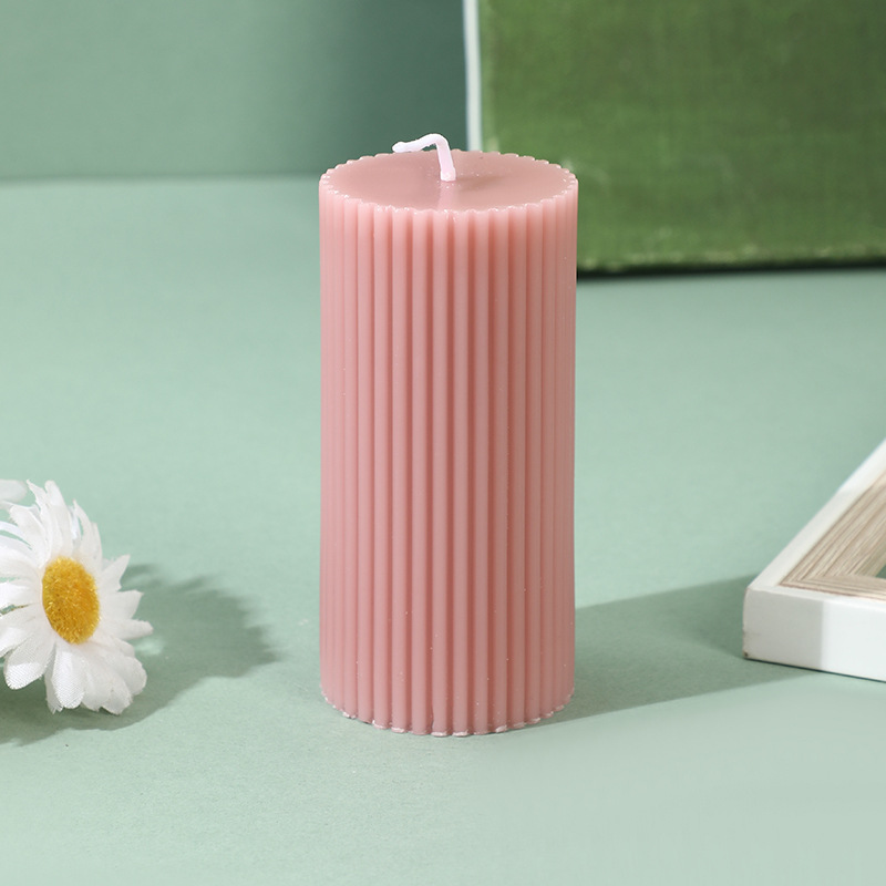 Vintage rosa gris largo estilo de vela casera boda vela vela cena candelabro decoración del hogar adornos