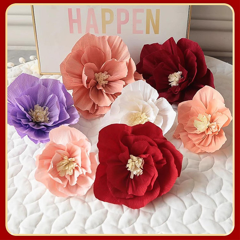 Crepe Paper Flowers Graduation Decoration Kindergarten Three-Dimensional Artificial Flowers Floral Art Wedding Arrangement Background Wall Wedding Room Party