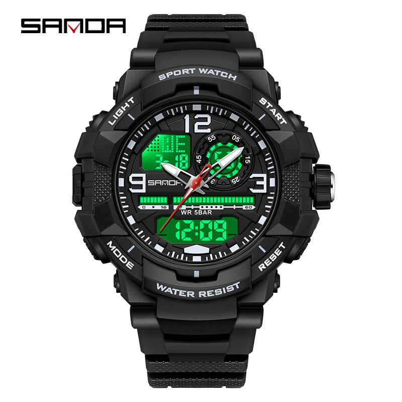 Sanda SANDA nuevo reloj electrónico para jóvenes montañismo moda luminoso reloj despertador impermeable 6130