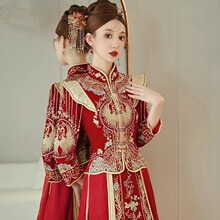 丝绒秀禾服2024年新款新娘中式婚礼婚服中国风婚纱修身显瘦出阁服