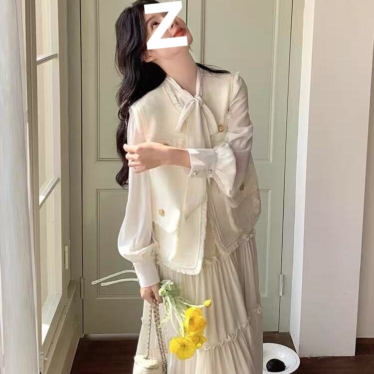 法式气质连衣裙女春秋2025新款大方得体感小香风马甲裙子套装|undefined