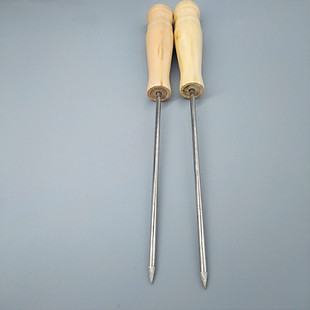 Handmade Needle Egg Waffle Flipping Steel Skewer Cone Barbecue Wooden Handle Short Needle Fish Ball Cake Small Steel Needle Pick Needle Wheel Stamp