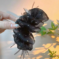 满天星羽毛网纱抓夹女高级感气质多层蝴蝶结抓夹显发量鲨鱼夹头饰