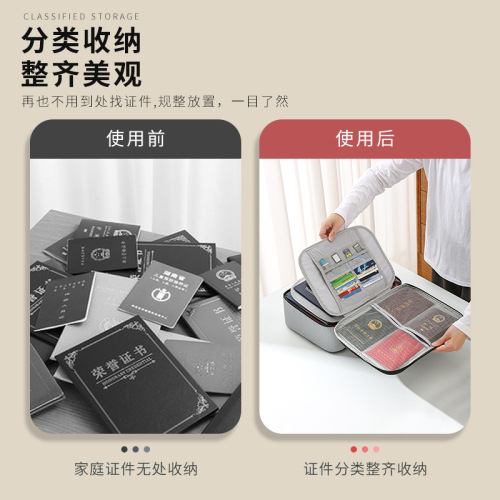 Household waterproof and fireproof document bag large capacity archive document storage box home organization contract passport storage bag