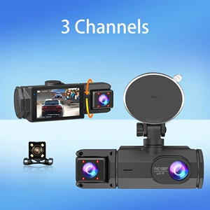 Üç linzalı üçqat qeydli videoregistrator, ön, daxili və arxa qeyd, WiFi bağlantısı