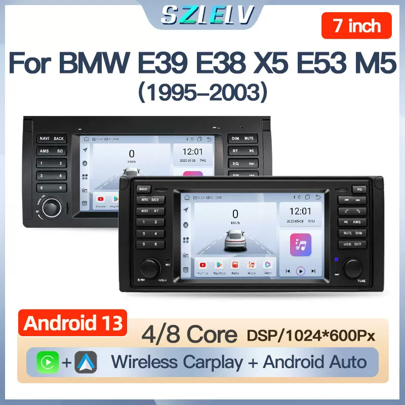 适用宝马5系E39 E38 X5 E53 M5车载中控大屏导航倒车影像收音机