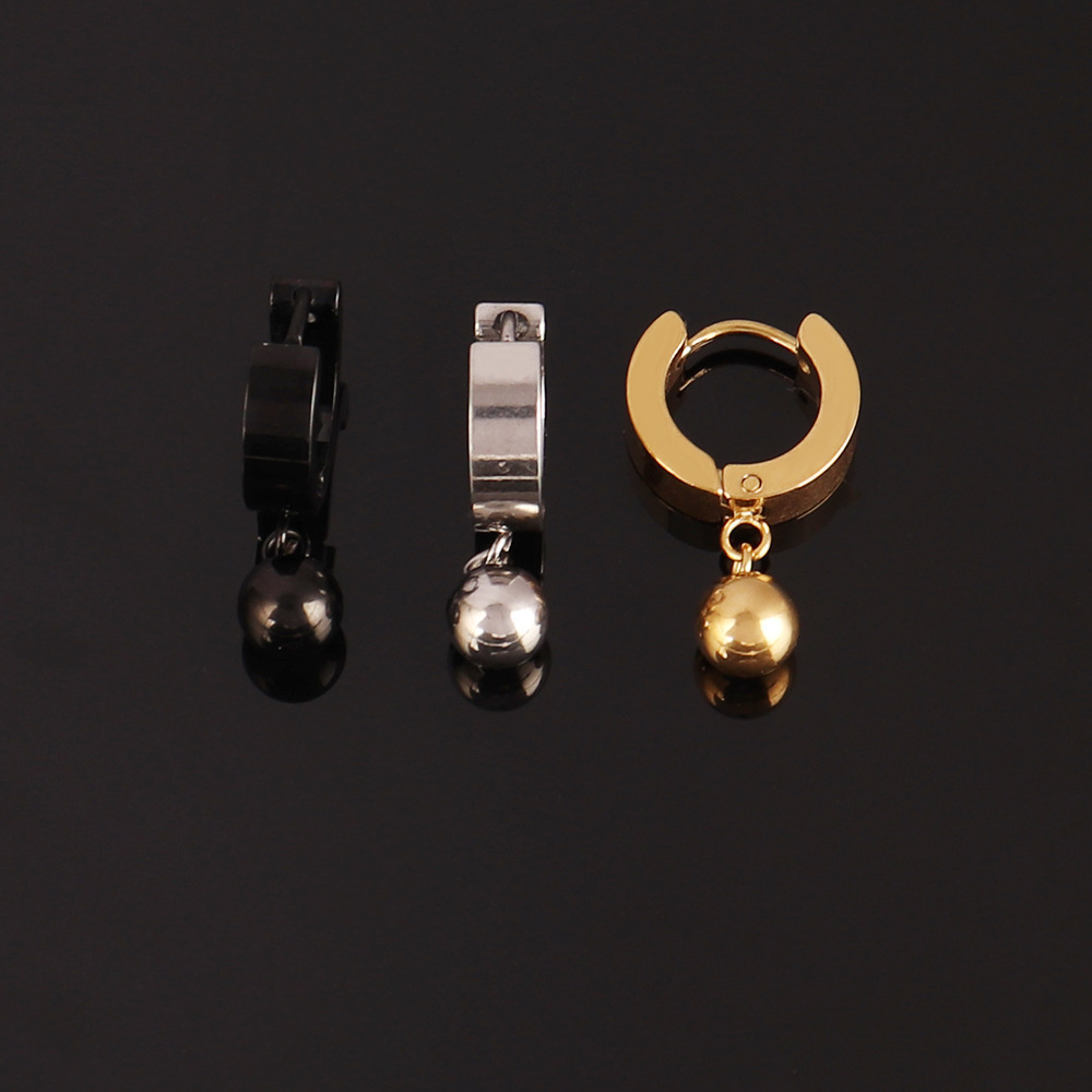 Personalized Stainless Steel Round Ball Hoop Earrings For Women_voghion.com