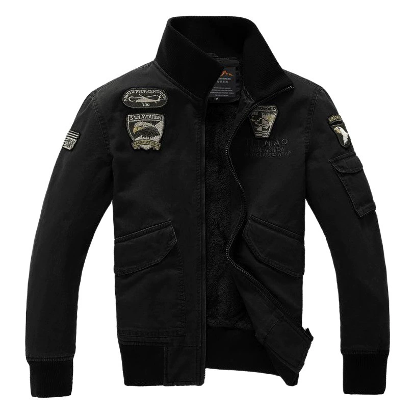 Популярная мужская куртка для настоящих мужчин, утолщенная и с флисовой подкладкой, приталенного кроя с воротником-стойкой, повседневное мужское пальто, теплое и утолщенное для дополнительного тепла.