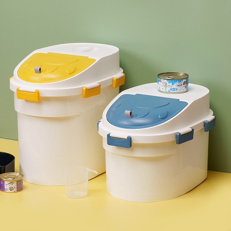 Pet Grain Storage Bucket Cat Food Dog Food Storage Bucket Main Food Snacks Separate Sealed Moisture-Proof Clamping Storage Bucket
