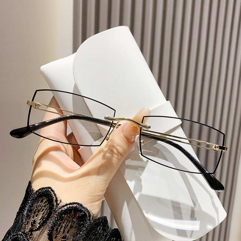 Gafas de lectura de moda que cambian de color fotosensibles Gafas anti-luz azul en polvo brillante sin marco Gafas de lectura de negocios de alta definición terminadas