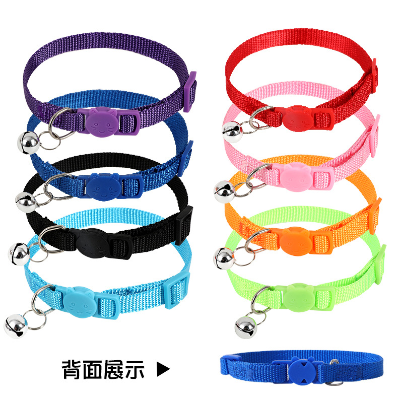 Collar para gatos de nailon de cinta para mascotas, hebilla de seguridad, hebilla de gato, cinta de color, campana, collar para gatos multicolor colorido para mascotas