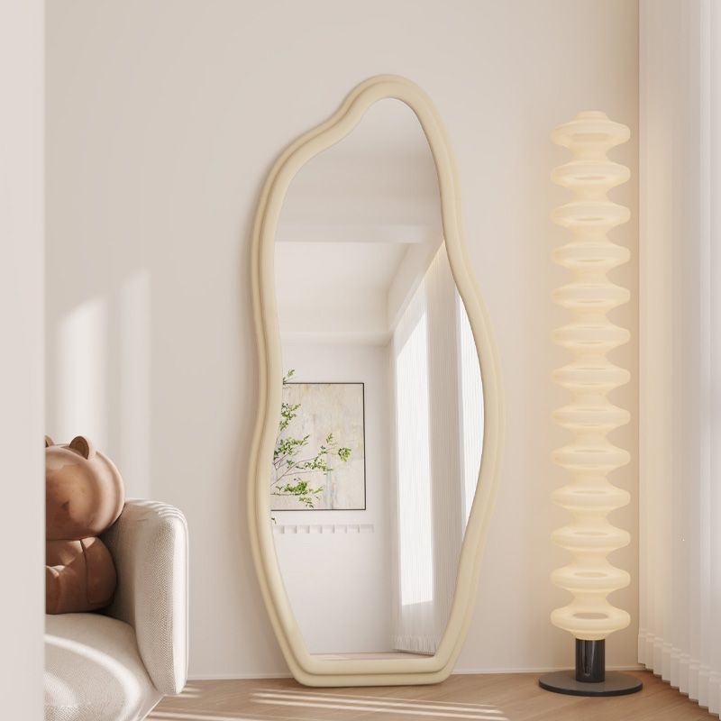 Espejo de cuerpo entero insfeng dormitorio tienda de ropa espejo de cuerpo entero espejo de cuerpo entero moderno y simple espejo de dormitorio de estilo crema en forma especial