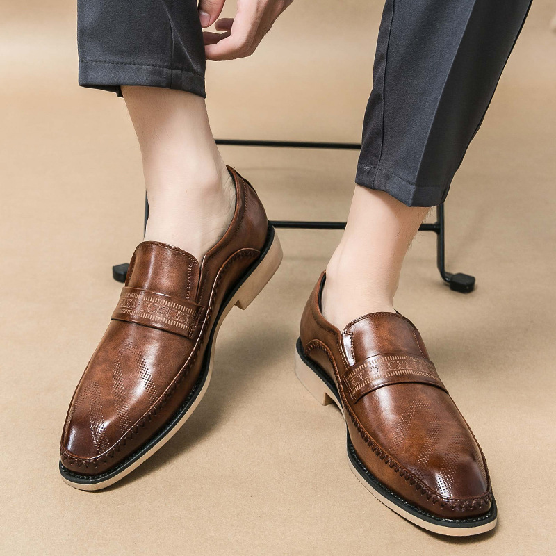 Transfronterizos de gran tamaño casual zapatos de cuero de un pie hombre 2024 primavera y otoño hombre vestido formal de negocios novio y padrino zapatos de boda