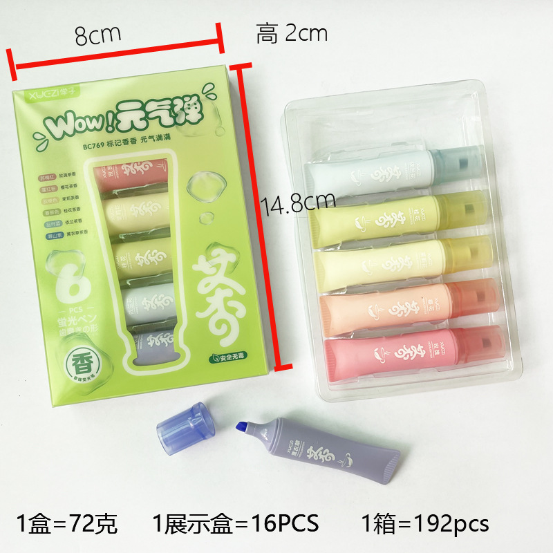 Dibujos animados resaltador mini helado resaltador pintura clave bolígrafo marcador bolígrafo de graffiti bolígrafo acuarela juego multicolor