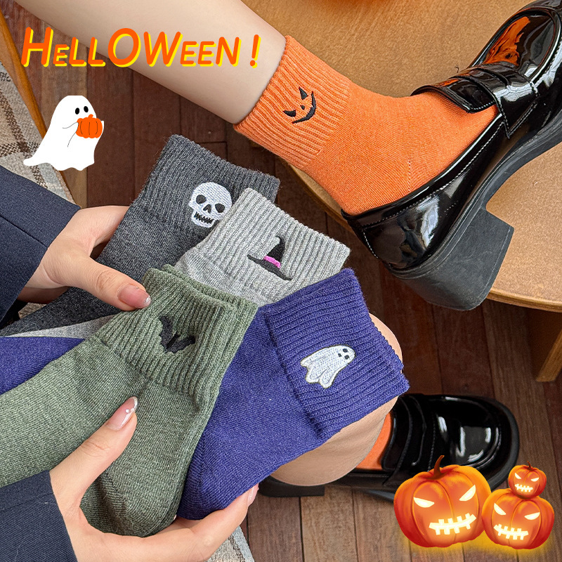 Halloween Socks for Women in Autumn and Winter, Thickeneded, Warm, Deodorant and Sweat-Absorbent Cotton Socks, Funny Mid-Calf Socks for Men and Women, Wholesale