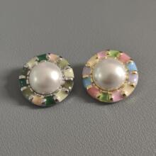 时尚设计皮衣大衣滴胶珍珠手缝扣