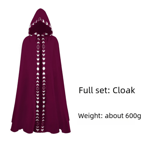 New European and American Hooded Cape Large Size Medieval Renaissance 5 Color Cloak Halloween Costume Cosplay Performance Costume