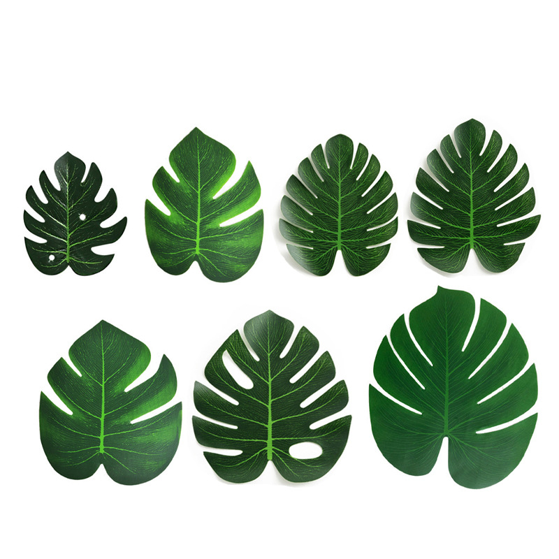 Hojas artificiales de monstera de Amazon, bambú, decoración de fiesta hawaiana, vegetación artificial, decoración de globos para bodas, pancarta, hojas tropicales