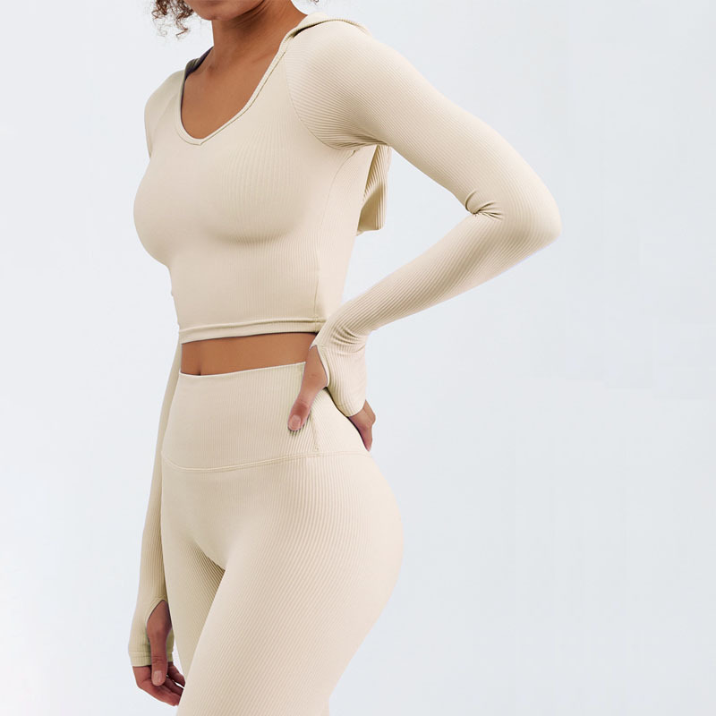 紧身健身服带帽运动套装 Hooded gym tops Workout suit Sports|ms