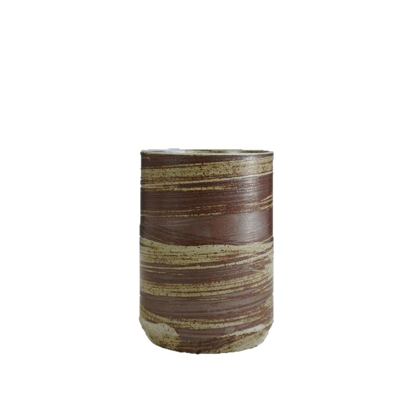 Gedrehte, gerade Espressotasse, kreativer Becher, hochwertige Qualität, rustikale Keramik-Wassertasse_voghion.com