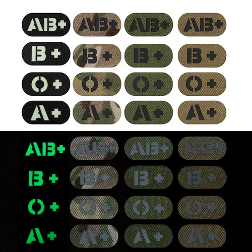 IR Reflective A+ B+ AB+ O+ Mini Blood Type Velcro 5*2.5CM First Aid Kit Stamp Tactical Morale