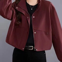 安可拉红外套女短款2025新款春秋小个子韩系宽松休闲洋气夹克上衣
