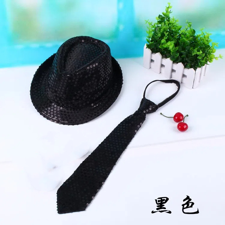 Sombreros de lentejuelas para niños sombreros de jazz espectáculo espectáculo danza de escenario sombreros de día de los niños adultos sombreros de lentejuelas negros