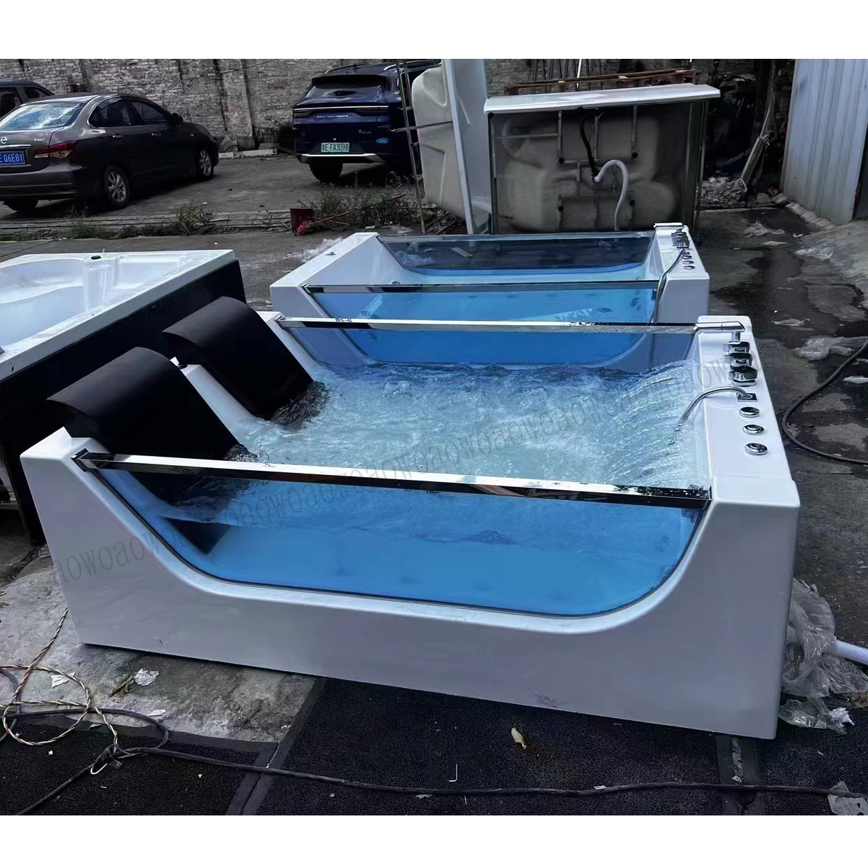 Bañera de masaje de surf adulto doble de acrílico 1800 m bañera de surf de vidrio grande de doble cara independiente