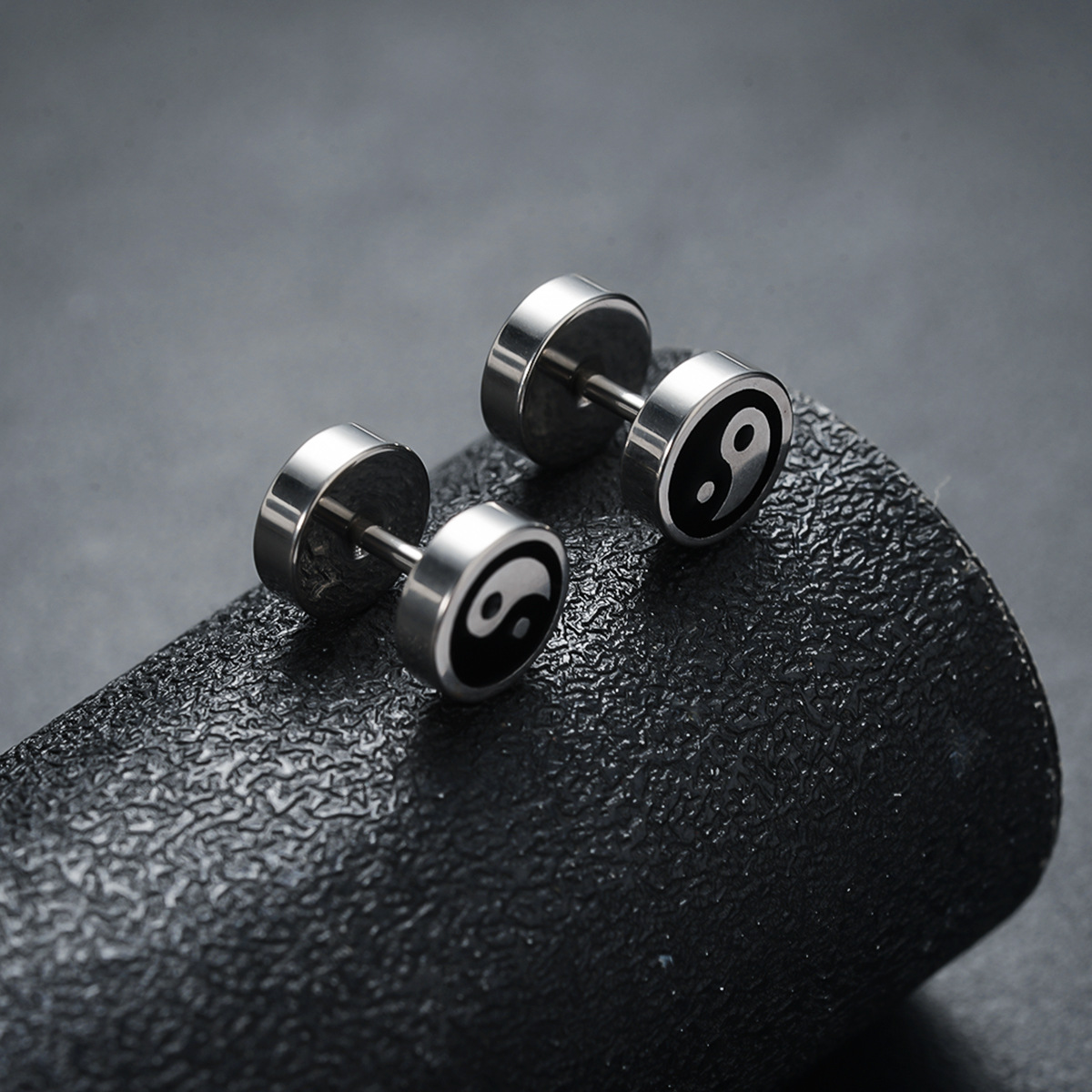 Minimalist Stainless Steel Stud Earrings For Men Punk Style_voghion.com
