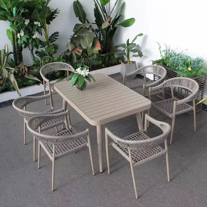 Mesa y silla al aire libre patio villa ocio balcón al aire libre silla de caña red impermeable protección solar jardín combinación de mesa y silla al aire libre