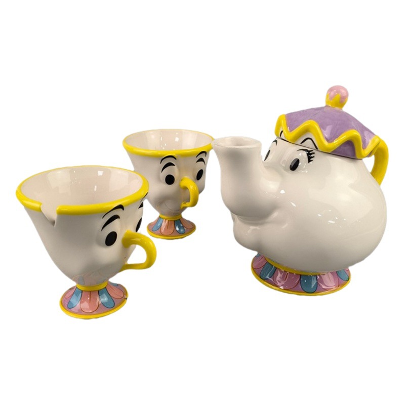 Selección estricta tetera esposa Archie Taza Belleza y Bestia tetera plato dorado taza de té Sra. PottsChip