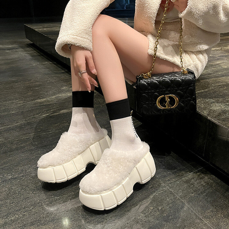 Demi-season fashionable keep warm slippers platform