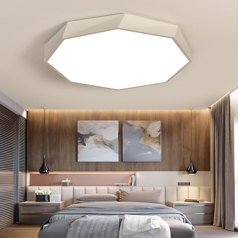 臥室燈白色極簡個性燈具led小主臥吸頂燈簡約現代北歐幾何房間燈