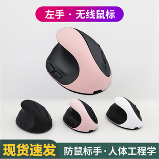 Silent Upright Grip Left-Handed Mouse, Wireless Left-Hand Version for Girls, Compact and Comfortable for Relieving Hand Strain