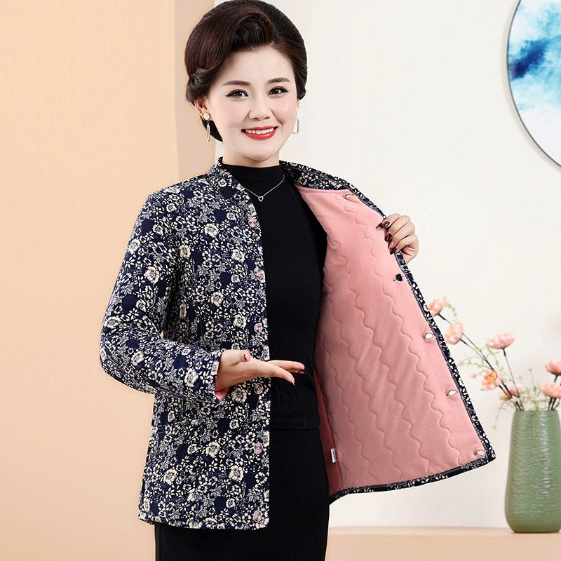 Люди среднего и пожилого возраста хлопчатобумажные пальто женщины плюс бархат зимой