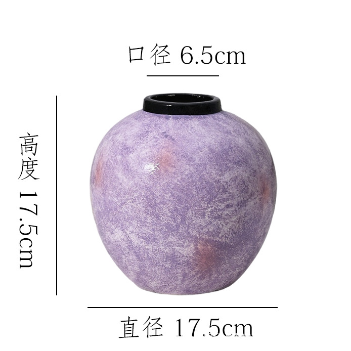 Nuevas vasijas de barro chinas retro Wabi-Jifeng Decoraciones de alto valor Entrada Armario de TV Arreglo floral Flor de cerámica hidropónica