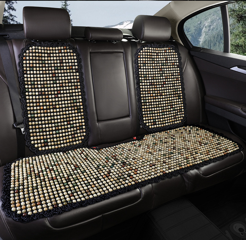 Car Seat Cushion Summer Mat Bodhi Breathable Cool Mat Ventilated Wooden Beads Three-piece Single-piece Small Man Waist Car Seat Cushion